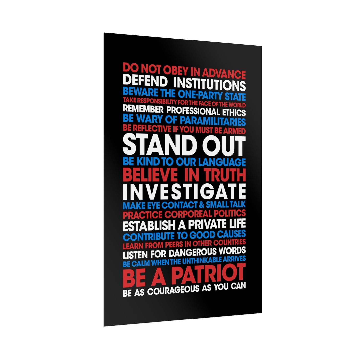 Poster - 20 Lessons for Fighting Fascism & Tyranny (Color)