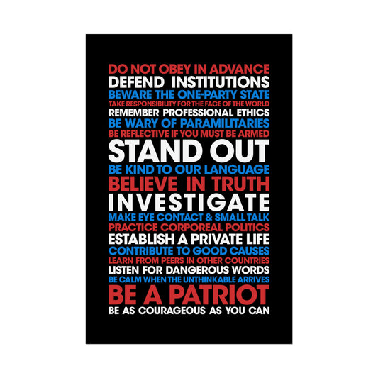 Poster - 20 Lessons for Fighting Fascism & Tyranny (Color)