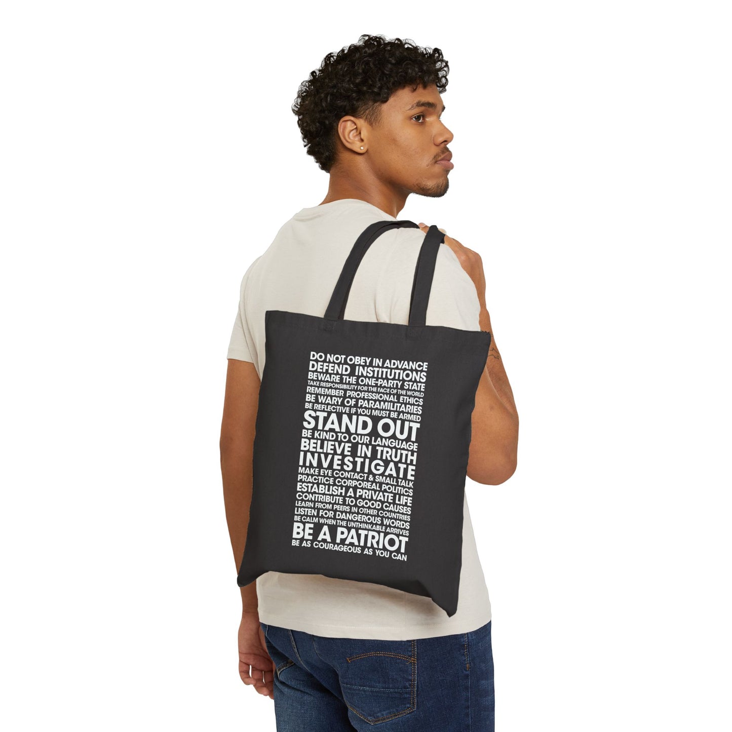 20 Lessons for Fighting Fascism & Tyranny Tote Bag | Cotton Canvas Tote Bag, Reusable Bag, Eco-Friendly, Gift for Activists