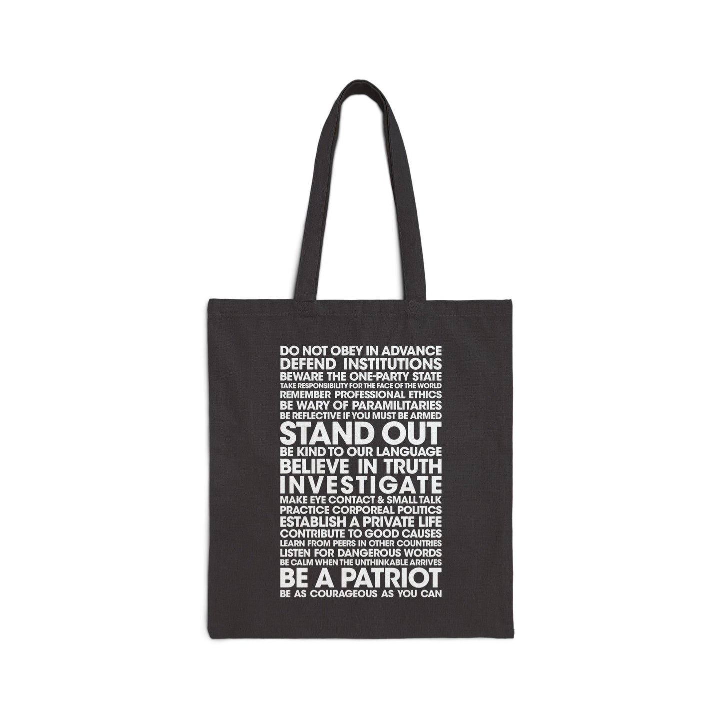 20 Lessons for Fighting Fascism & Tyranny Tote Bag | Cotton Canvas Tote Bag, Reusable Bag, Eco-Friendly, Gift for Activists