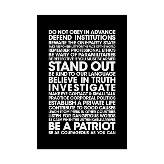 Poster - 20 Lessons for Fighting Fascism & Tyranny (Black and White)
