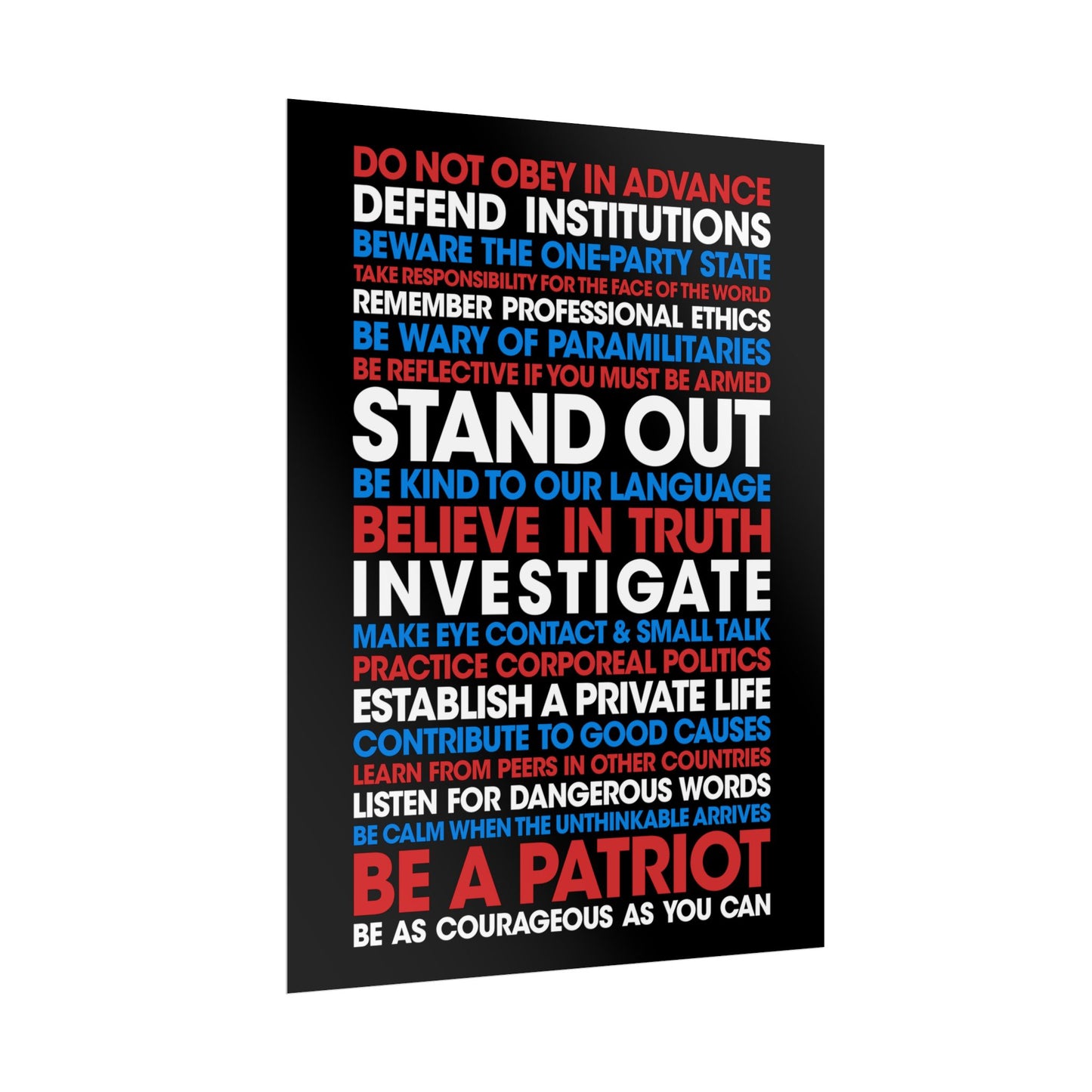 Poster - 20 Lessons for Fighting Fascism & Tyranny (Color)