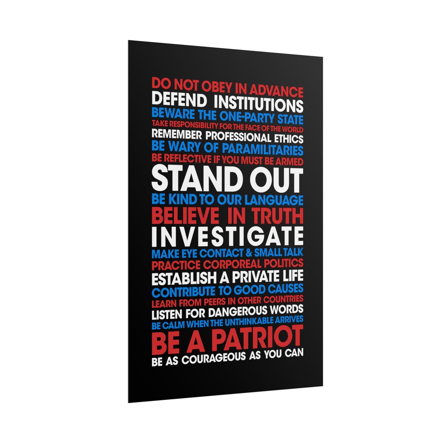 Poster - 20 Lessons for Fighting Fascism & Tyranny (Color)