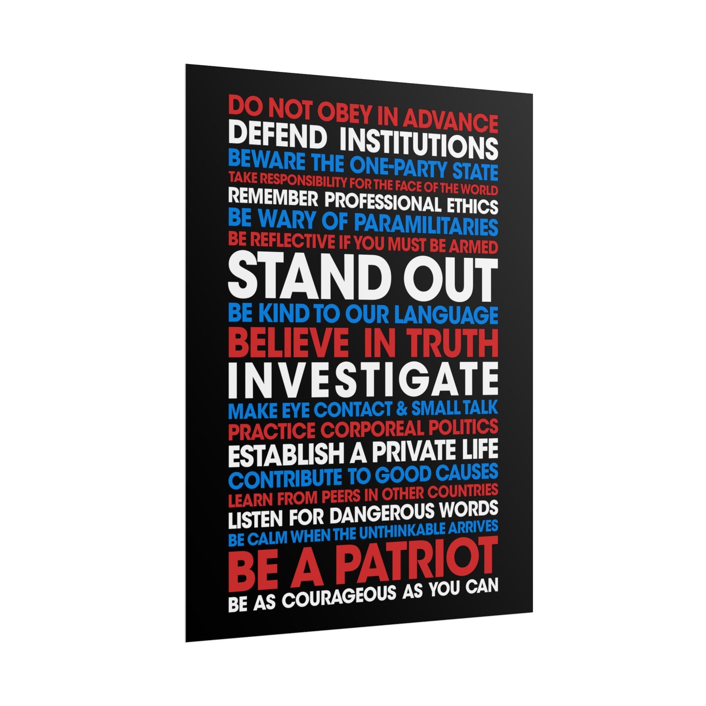Poster - 20 Lessons for Fighting Fascism & Tyranny (Color)