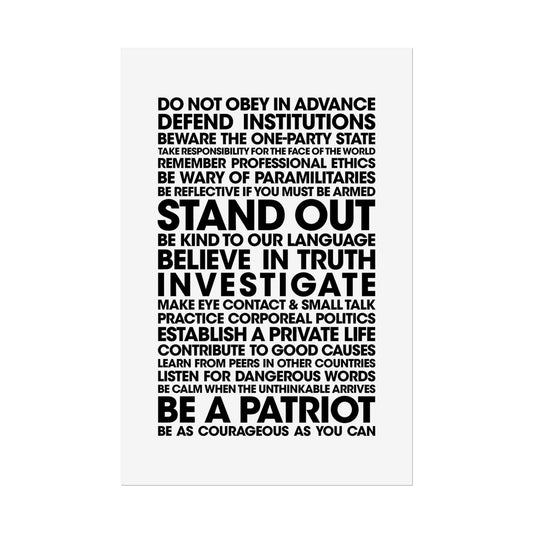 Poster - 20 Lessons for Fighting Fascism & Tyranny (Black and White)